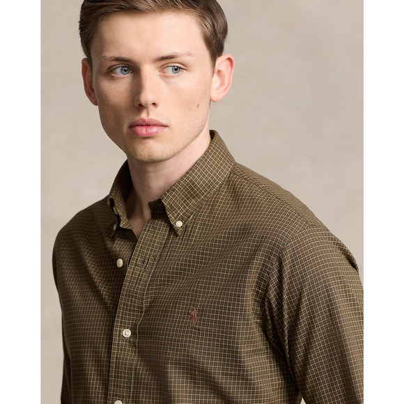 Polo Ralph Lauren Men Classic Fit Plaid Twill Shirt Brown Mult Size S - Picture 4 of 4